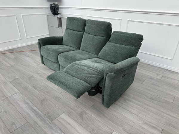 FURNITURE VILLAGE Piccolo Moss Green Fabric Power Recliner 3 Seater Sofa4