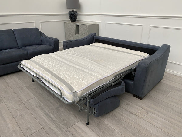 Furniture Village Optimus 3 Seater Sofabed + 2 Seater Sofa Set Navy Microfibre1