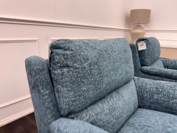 Furniture Village 2x Armchairs Power Recliner Blue Woven Fabric4