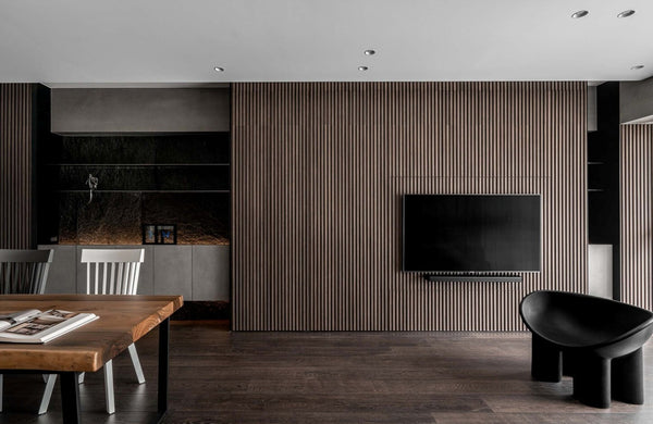 NEW Premium Acoustic Slat Real Wood Wall Panel - Dark Oak / 2.4m x 0.6m (1.44m2)1