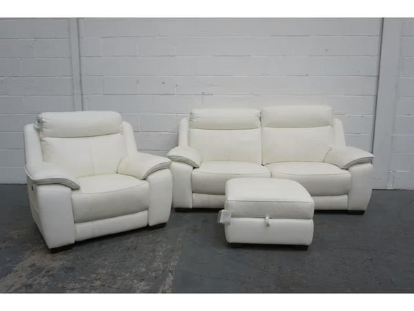 Furniture Village Starlight 3 Seater & Armchair Sofa Set in Frost White Leather 1