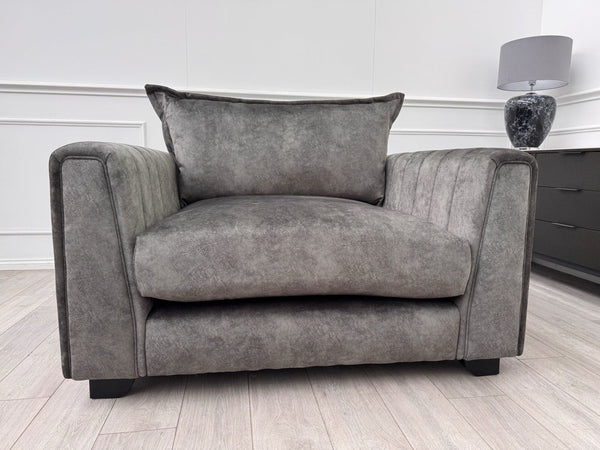 DFS Devine Grey Velvet Loveseat Cuddlier Armchair8