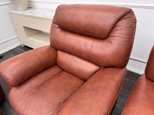 LA Z BOY Staten Power Recliner 3 Seater Sofa & 2x Static Chair Set Brown Leather14