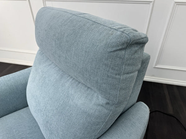 Furniture Village Petit Blue Herringbone Fabric Armchair Power Recliner3