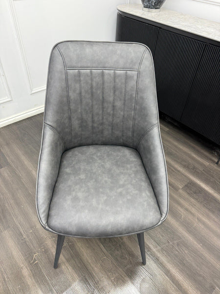 Furniture Village Crete Grey Leather Swivel Dining Chair16