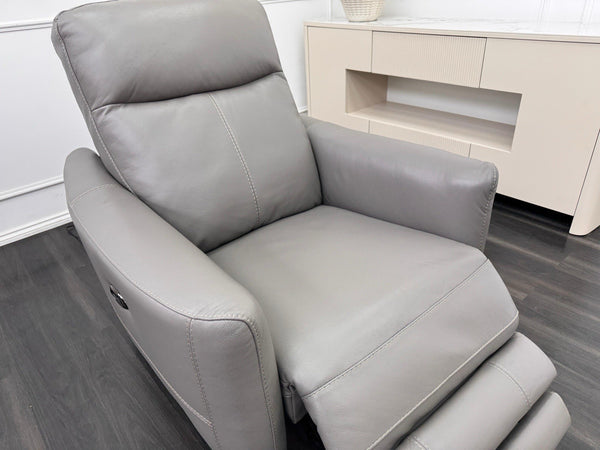 Furniture Village Petit Grey Leather Armchair Power Recliner10