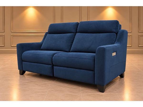 Parker Knoll Bodella navy blue velvet fabric electric reclining 3 seater sofa0
