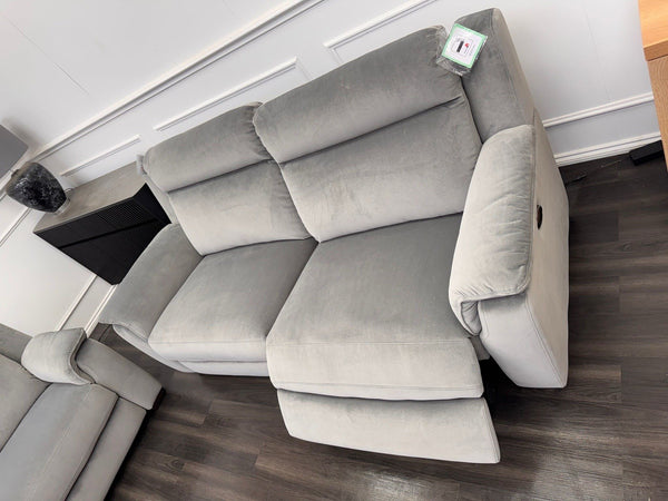 Furniture Village 3+3 Seater Sofa Set Power Recliner Grey Velvet21