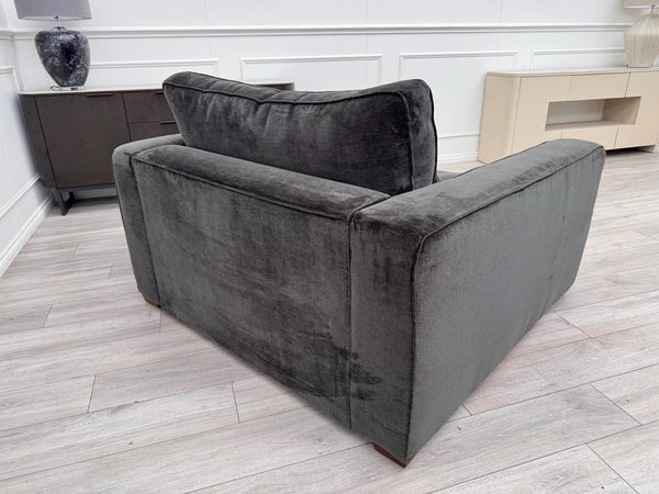 Sofology Cavalli Loveseat Charcoal Grey Denim Chenille Fabric7