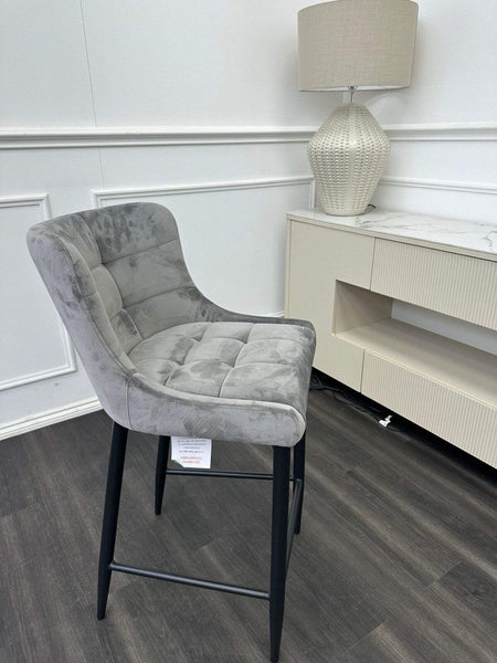 FV Kos Standard Dining Barstool Grey Velvet (Choose Quantity)0