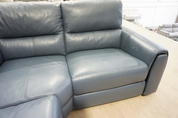 FV Flex blue leather Power Recliner 3 piece Corner Sofa Metal Action Sofabed2