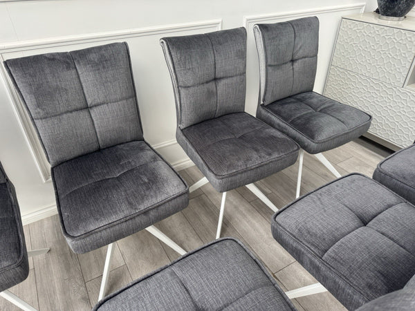 Furniture Village Glacier Set Of 8 Swivel Dining Chairs Dark Grey Fabric8