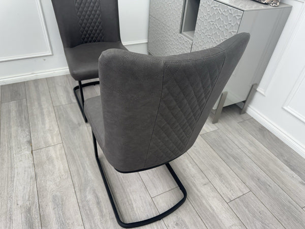 Furniture Village Loki Premium Faux Leather Pair Of 2 Dining Chairs Grey8