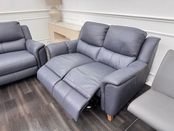 LA Z BOY Vienna Static 3 & Power Recliner 2 Seater Sofa Set Blue Leather13