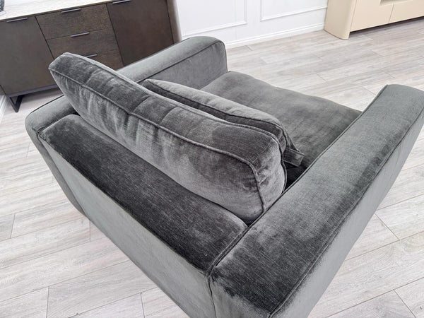 Sofology Cavalli Loveseat Charcoal Grey Denim Chenille Fabric3