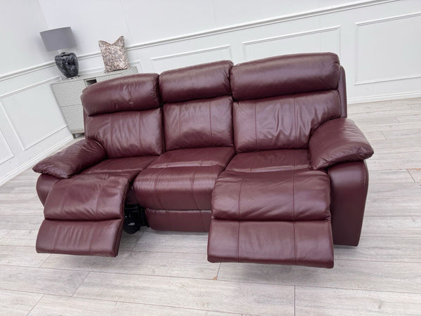 Furniture Village Moreno Power Recliner 3 Seater Sofa Cherry/Burgundy Leather5
