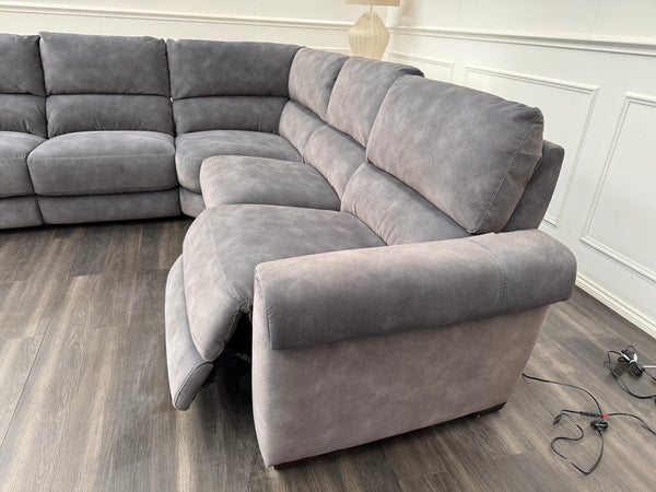 Furniture Village Nixon Large Power Reclining Corner Sofa In Grey Lux Velvet3