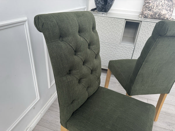 Furniture Village Hamilton Forest Green Fabric Pair Of 2 Dining Chairs5