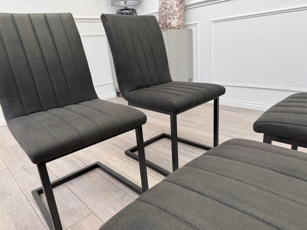 Furniture Village Grigio Set of 4 Grey Charcoal Faux Suede Dining Chairs3