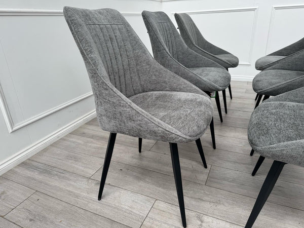 Furniture Village Crete Set Of 6 Swivel Dining Chairs Grey Fabric9