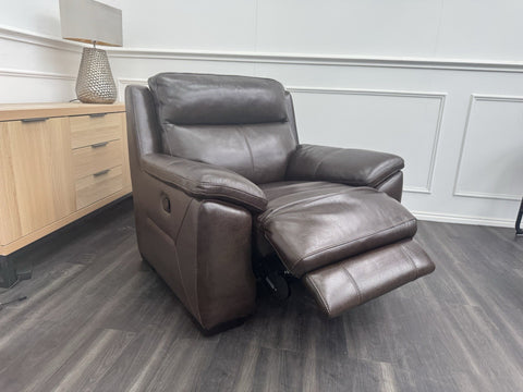 DFS Manual Recliner Armchair Brown Leather0
