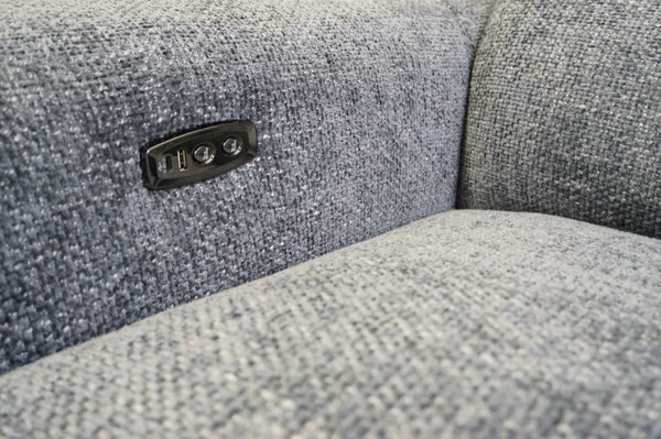 Furniture Village Nixon Dark Grey fabric electric reclining 3 seater sofa3