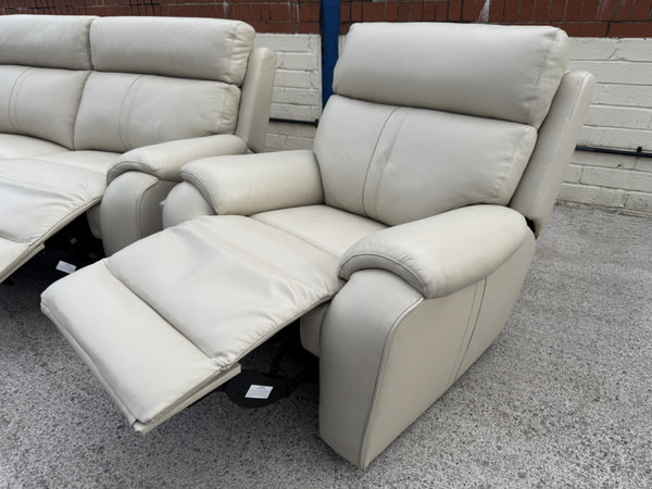 LA-Z-BOY WINCHESTER LEATHER POWER RECLINER 3 SEATER SOFA & ARMCHAIR SET - Cream18