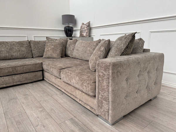 Sofology Midas Grey Fabric Corner Sofa Full Back With Scatter Cushions5