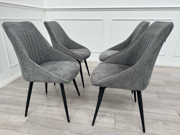 Furniture Village Crete Set Of 4 Swivel Dining Chairs Grey Fabric3
