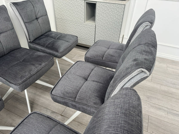 Furniture Village Glacier Set Of 8 Swivel Dining Chairs Dark Grey Fabric9