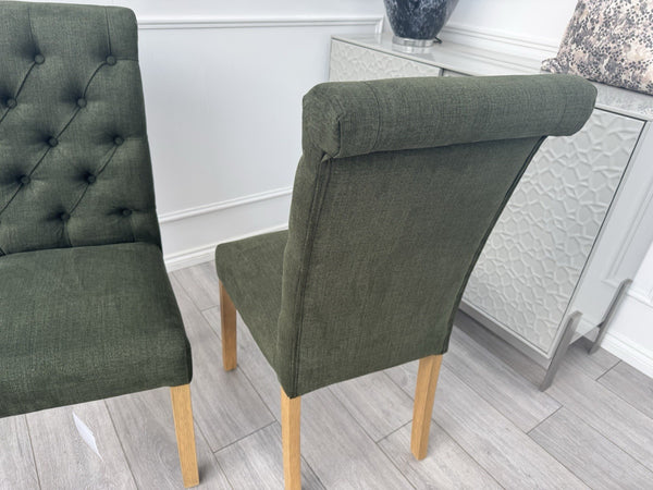 Furniture Village Hamilton Forest Green Fabric Pair Of 2 Dining Chairs4