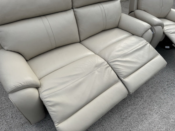 LA-Z-BOY WINCHESTER LEATHER POWER RECLINER 3 SEATER SOFA & ARMCHAIR SET - Cream9