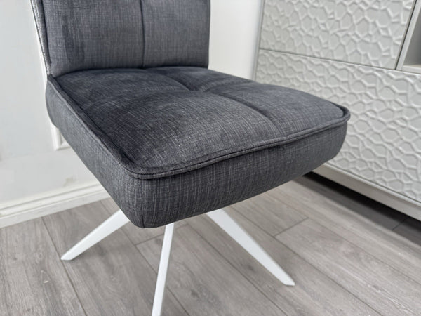 Furniture Village Glacier Set Of 6 Swivel Dining Chairs Dark Grey Fabric9