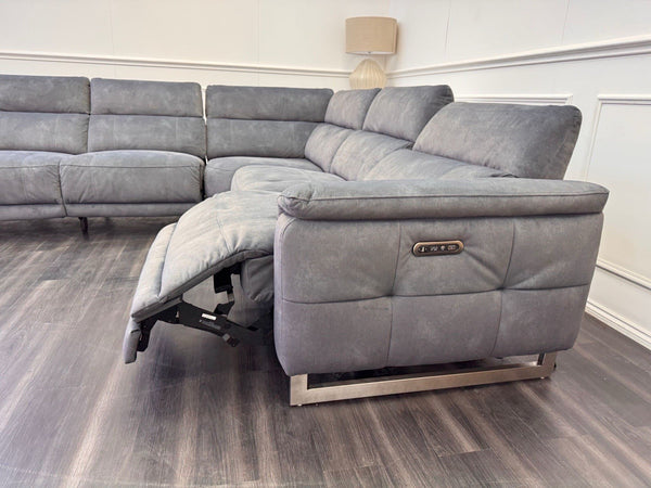 Furniture Village Moet Dark Grey Fabric Power Recliner Corner Sofa Headrests6