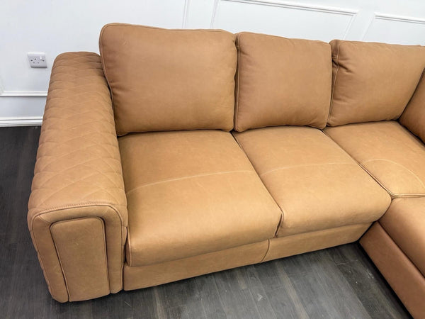Sofology Tan Brown Leather Symmetrical Corner Sofa (Not Recliner)11