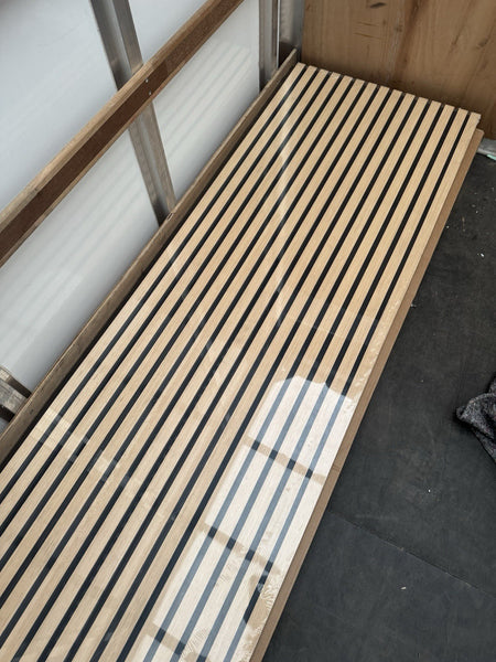 Acoustic Slat Wood Wall Panel Modern Interior Media Wall - White Oak 2.4m x 0.6m8