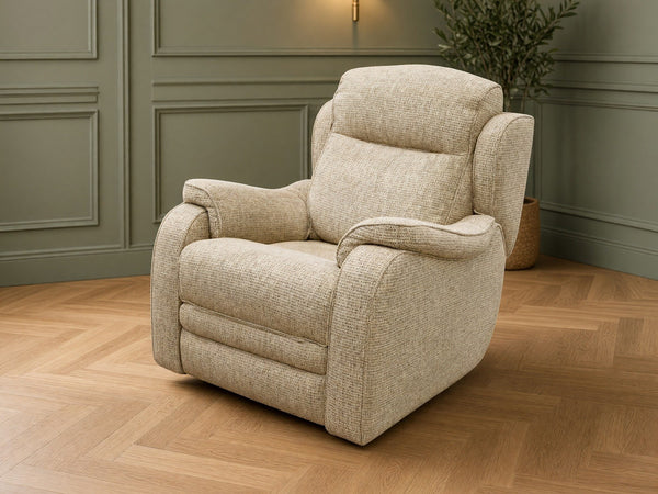 Parker Knoll Boston oatmeal patterned fabric manual reclining armchair0