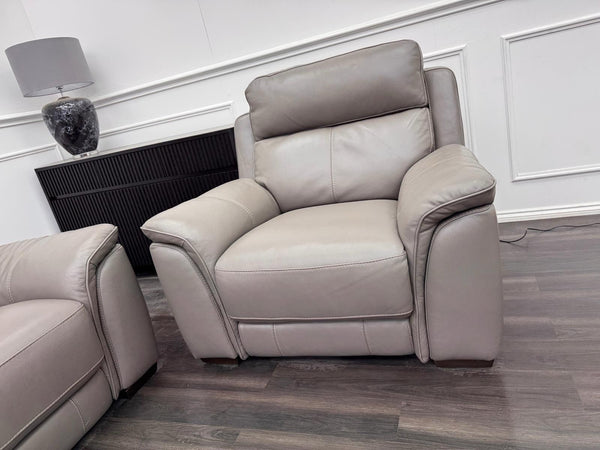 Furniture Village Grey Genuine Leather 3+1 Seater Sofa Set Power Recliner15