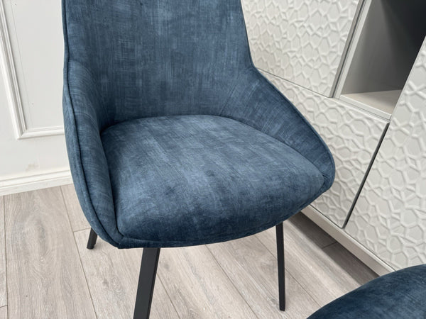 Furniture Village Veja Navy Blue Velvet Set Of 8 Swivel Dining Chairs (Delivery)16