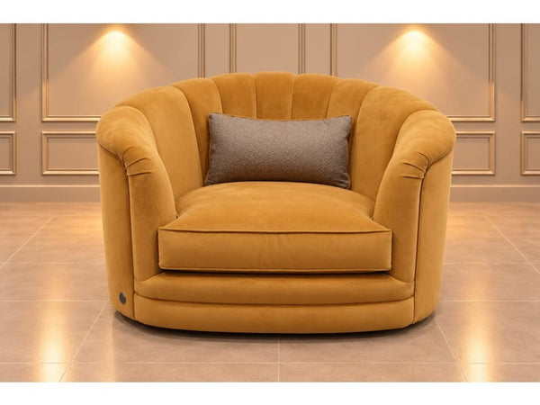 Duresta Bardot zion camel velvet fabric large swivel armchair0