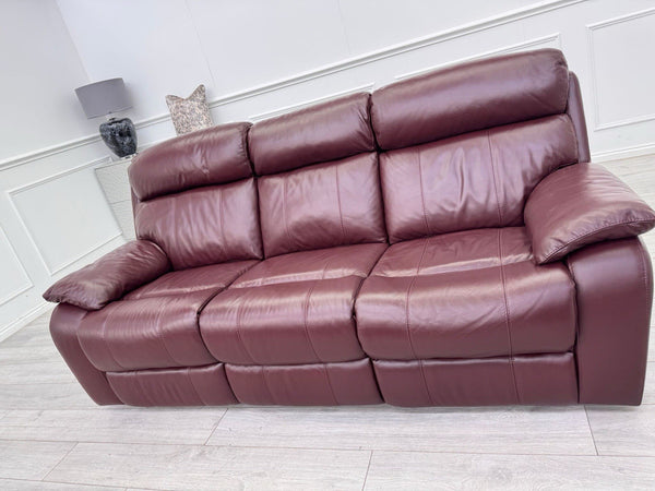 Furniture Village Moreno Power Recliner 3 Seater Sofa Cherry/Burgundy Leather10
