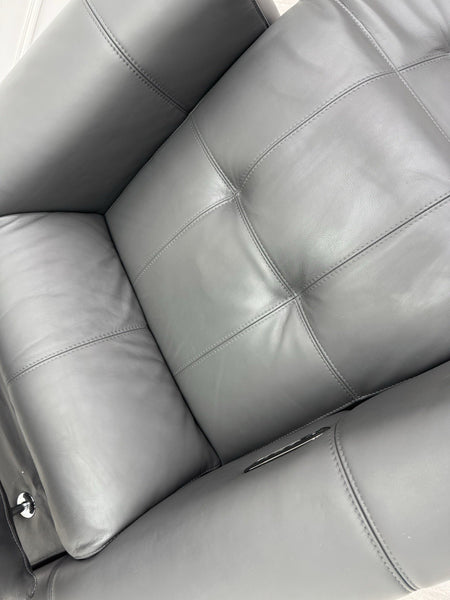 Furniture Village New York Power Recliner Armchair Grey Leather Power Headrest7