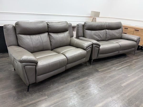 DFS Wren Power Recliner 3+2 Seater Sofa Set In Grey Leather7