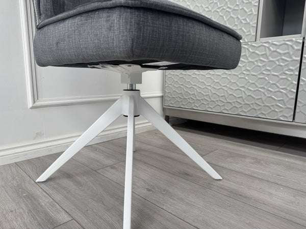 Furniture Village Glacier Pair Of 2 Swivel Dining Chairs Dark Grey Fabric11