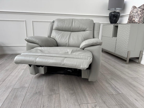 Furniture Village Touch Grey Leather Power Recliner Armchair15