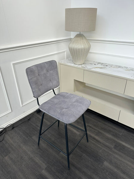 Furniture Village Toronto Grey Velvet Swivel Dining Barstool0
