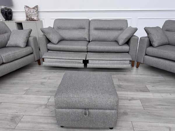 Furniture Village UNIQA Grey Fabric 3 & 2 & 1 Seater Power Recliner Sofa Set5