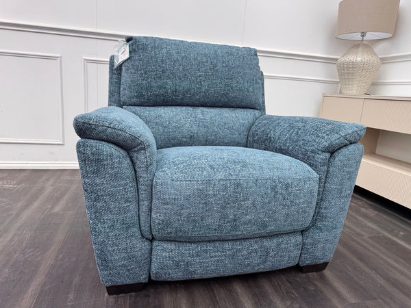 Furniture Village Armchair Power Recliner Blue Woven Fabric5