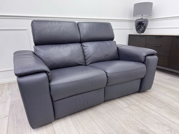 Nicoletti Davide 2 Seater Sofa Power Recliner Adjustable Headrests Navy Leather9