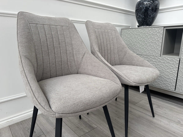 Furniture Village Crete Pair Of 2 Swivel Dining Chairs Taupe Fabric3